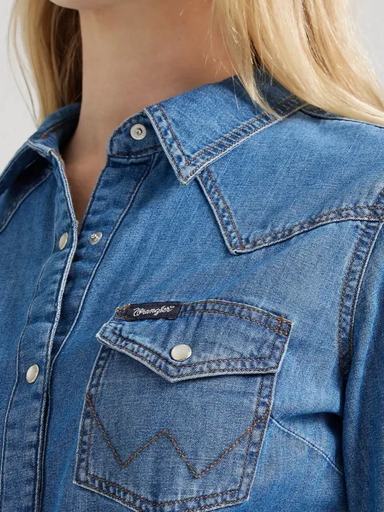 NWOT Wrangler Retro Denim Shirt Dress - Picture 3 of 7